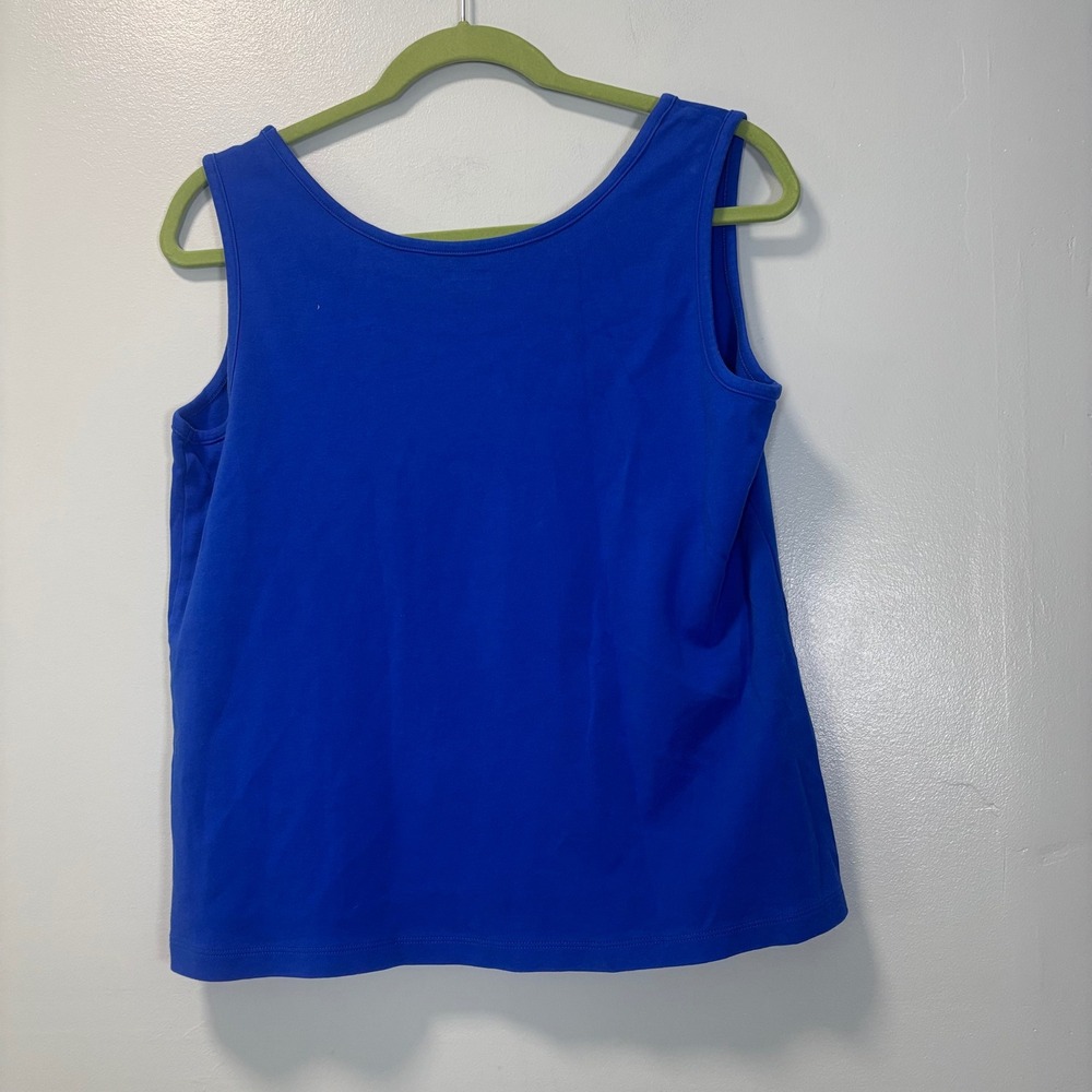 Lands End Womens Tank Top Blue Cotton Scoop Neck L 14-16 - Picture 2 of 6
